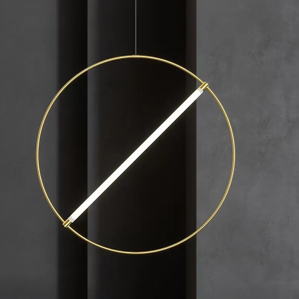 Suspension moderne LED anneau avec barre lumineuse Juncal - vue 7 sur 12
