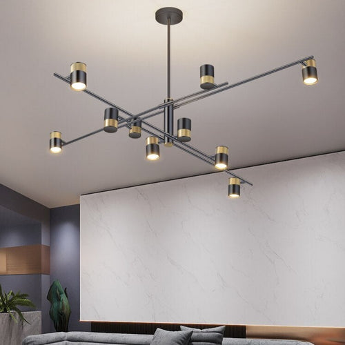 Lustre design LED avec barre en métal et spots rotatifs Caeli