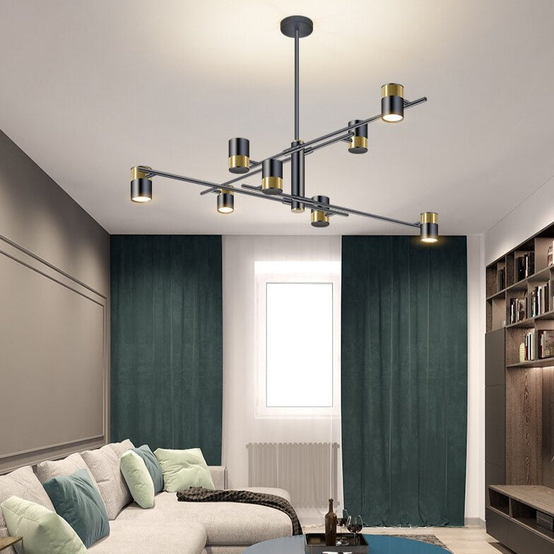 LED design chandelier with metal bar and Spotlights Caeli