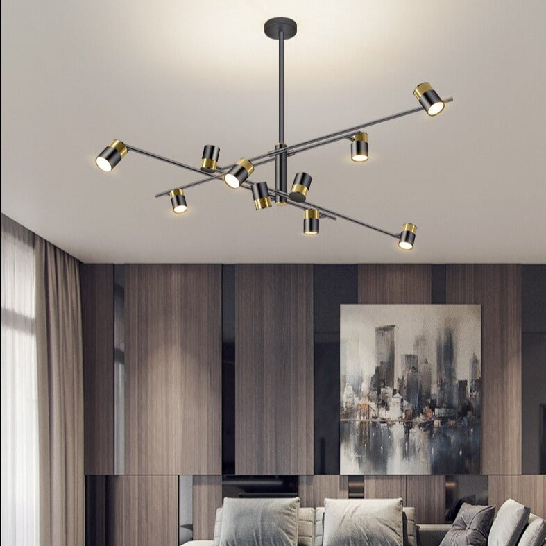 LED design chandelier with metal bar and Spotlights Caeli