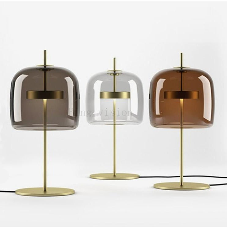 Design table lamp in rounded smoked glass LED