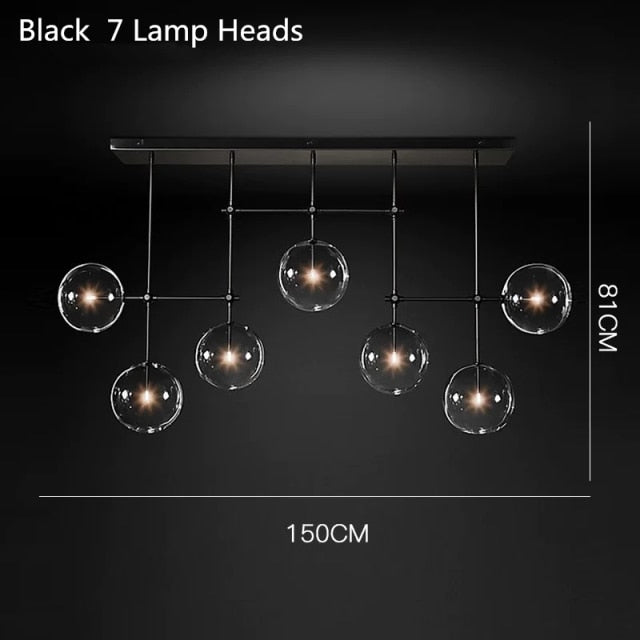 Lustre design LED base en métal doré et globes en verre Zuri