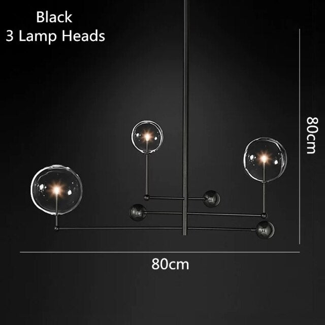 Lustre design LED base en métal doré et globes en verre Zuri