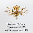 Plafonnier en cristal en forme de branches avec fleurs