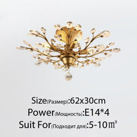 Plafonnier en cristal en forme de branches avec fleurs
