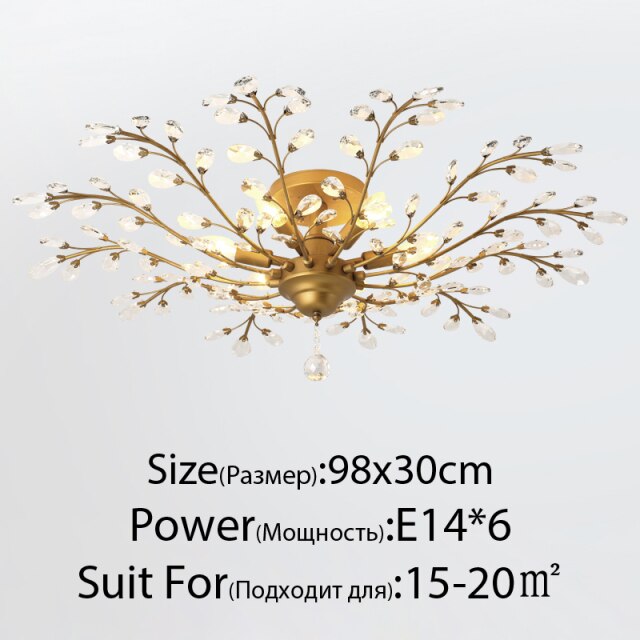 Plafonnier en cristal en forme de branches avec fleurs - vue 5 sur 6