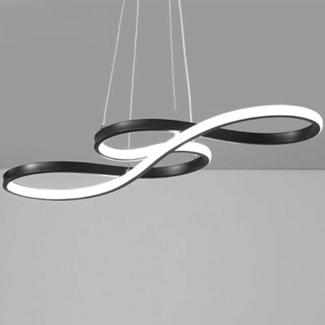 Modern chandelier with two metallic infinity symbols Kemena