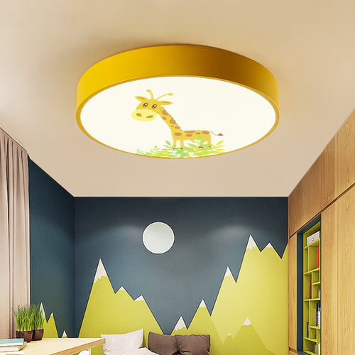 Round coloured LED ceiling lamp for children's room