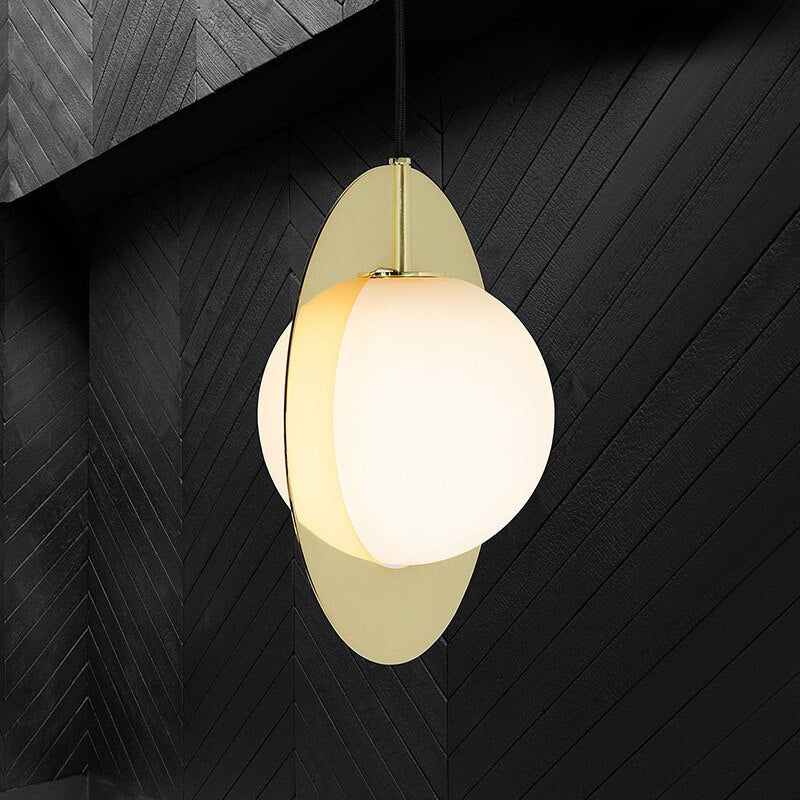 Lámpara de suspensión lujo geométrico moderno en metal dorado Ariana