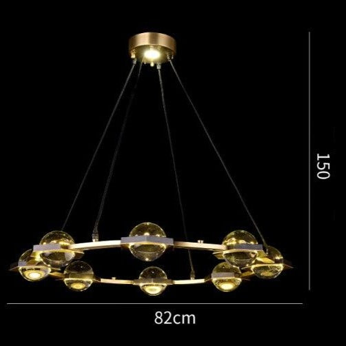 Pryccilia modern circular chandelier in copper and crystal