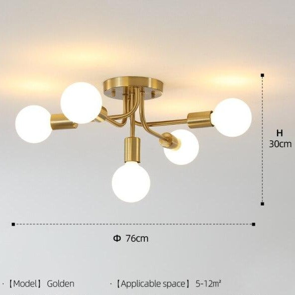 Industrial metal ceiling lamp with 5 Nido lamps