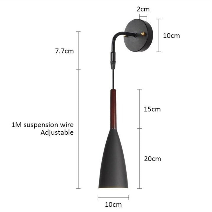 wall lamp modern wall with lampshade conical black Sophira