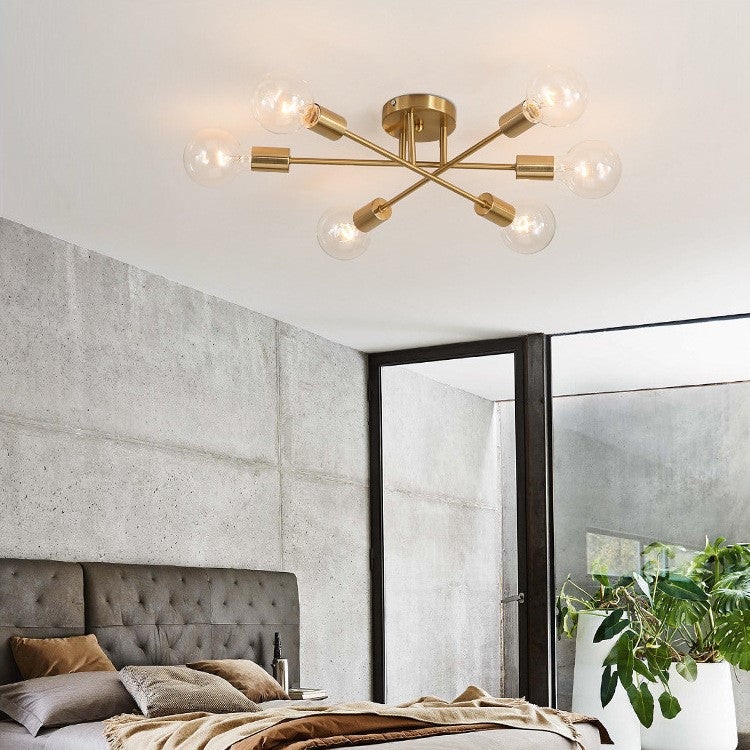 Plafonnier design LED avec 6 lampes entrecroisées en métal Eugie