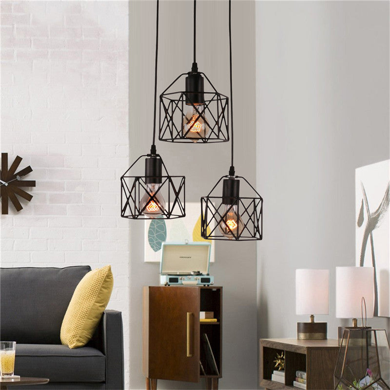 Hexagon Industrial metal Cage Pendant light