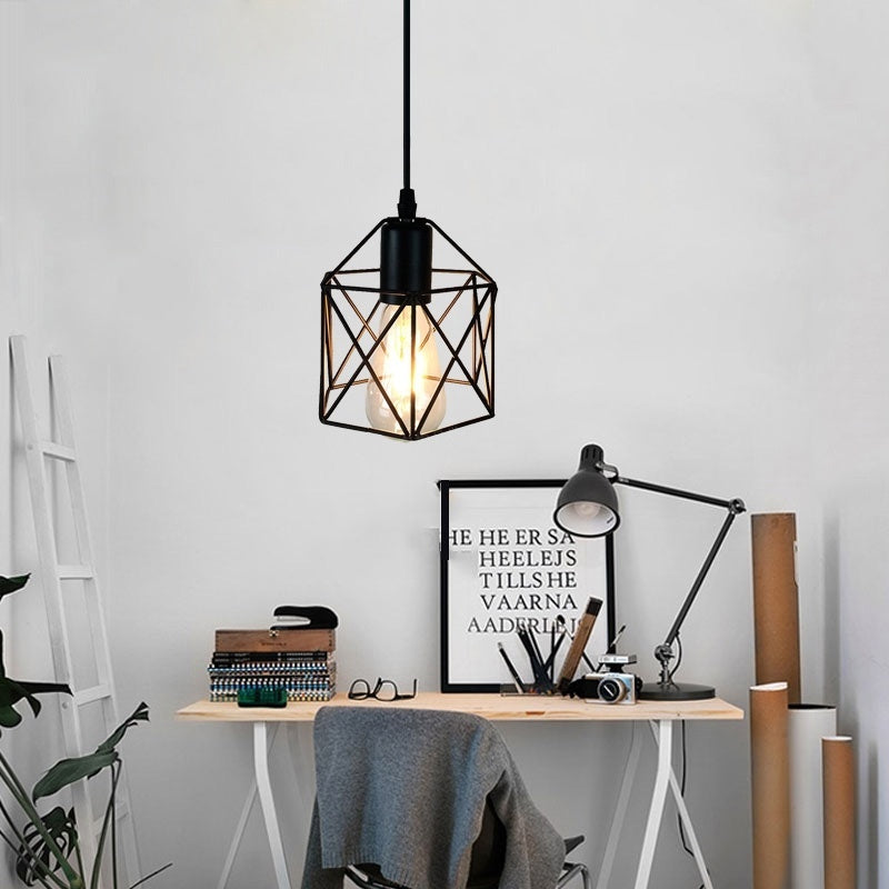 Hexagon Industrial metal Cage Pendant light