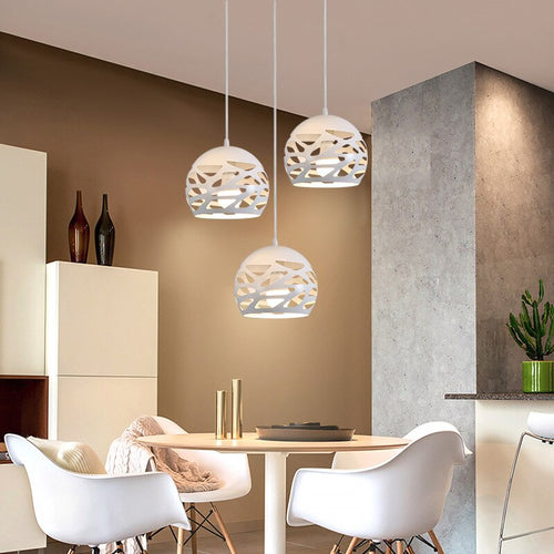 White design pendant light rounded with holes LOFAHS