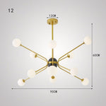 Lustre design doré avec plusieurs branches American