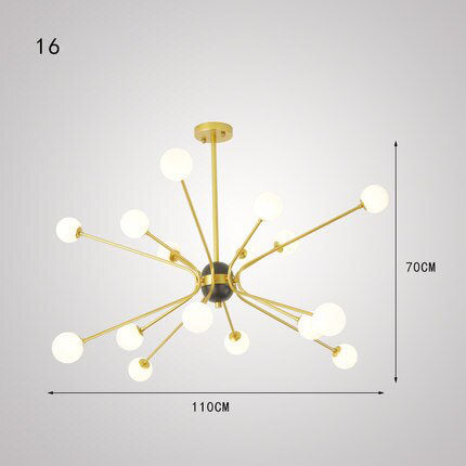 Lámpara de araña design de oro con varias ramas americanas