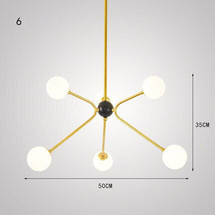 Lustre design doré avec plusieurs branches American - vue 5 sur 7
