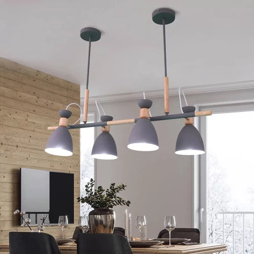 Pendant lamp with metal and wood spots Wooden (several colors)