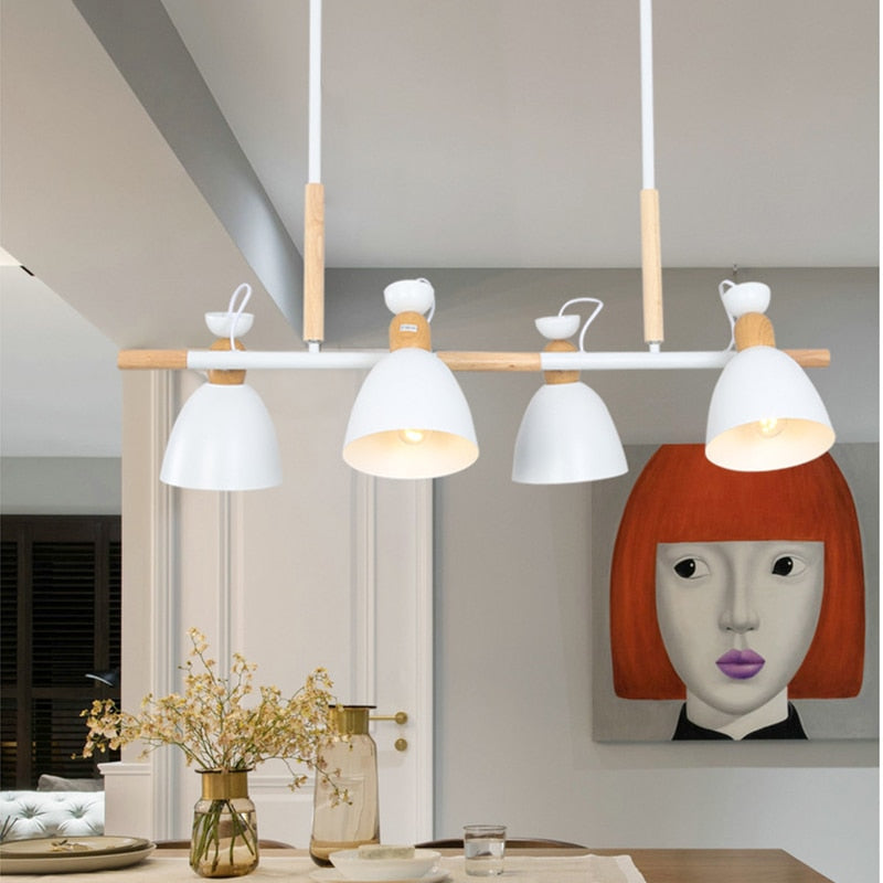 Pendant lamp with metal and wood spots Wooden (several colors)