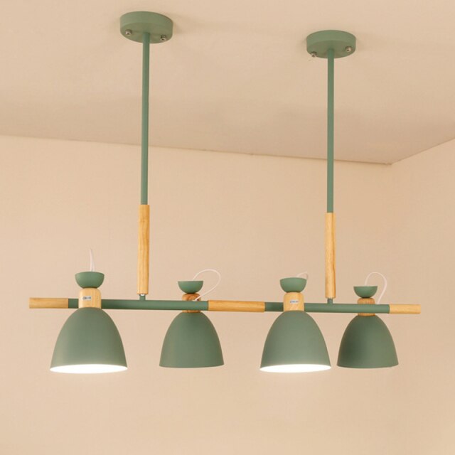Pendant lamp with metal and wood spots Wooden (several colors)