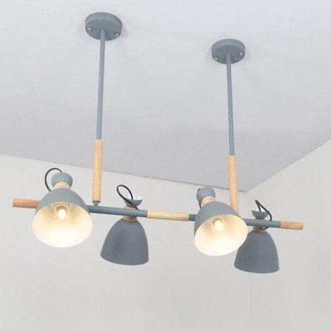 Pendant lamp with metal and wood spots Wooden (several colors)