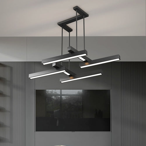Yeray black metallic Z-shaped LED chandelier