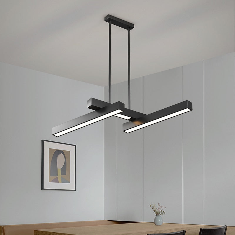 Lustre design LED en forme de Z métallique et noir Yeray - vue 5 sur 8