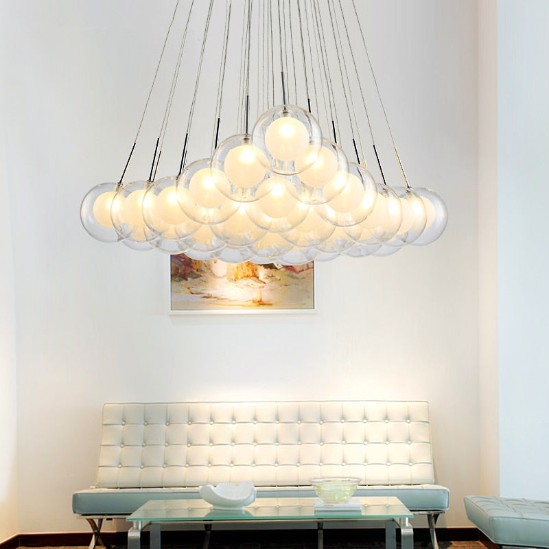 Modern LED chandelier with several hanging bubbles Berenice