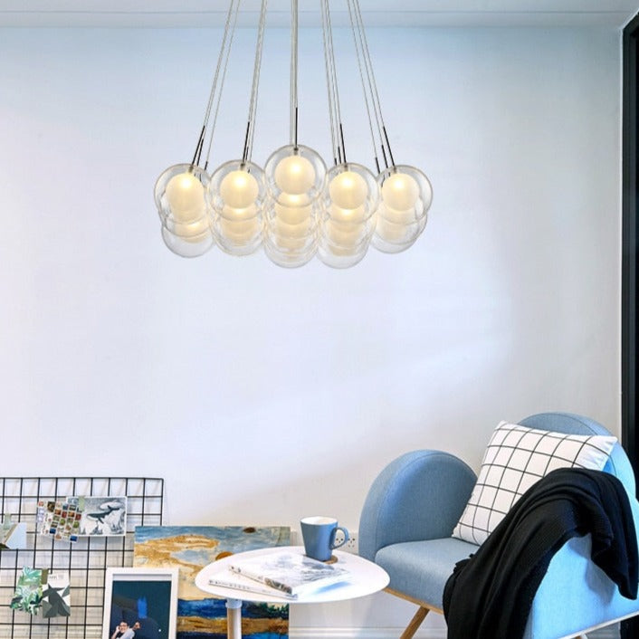 Modern LED chandelier with several hanging bubbles Berenice