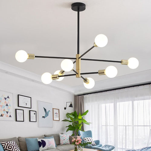 Modern black and gold metal chandelier Aries constellation style