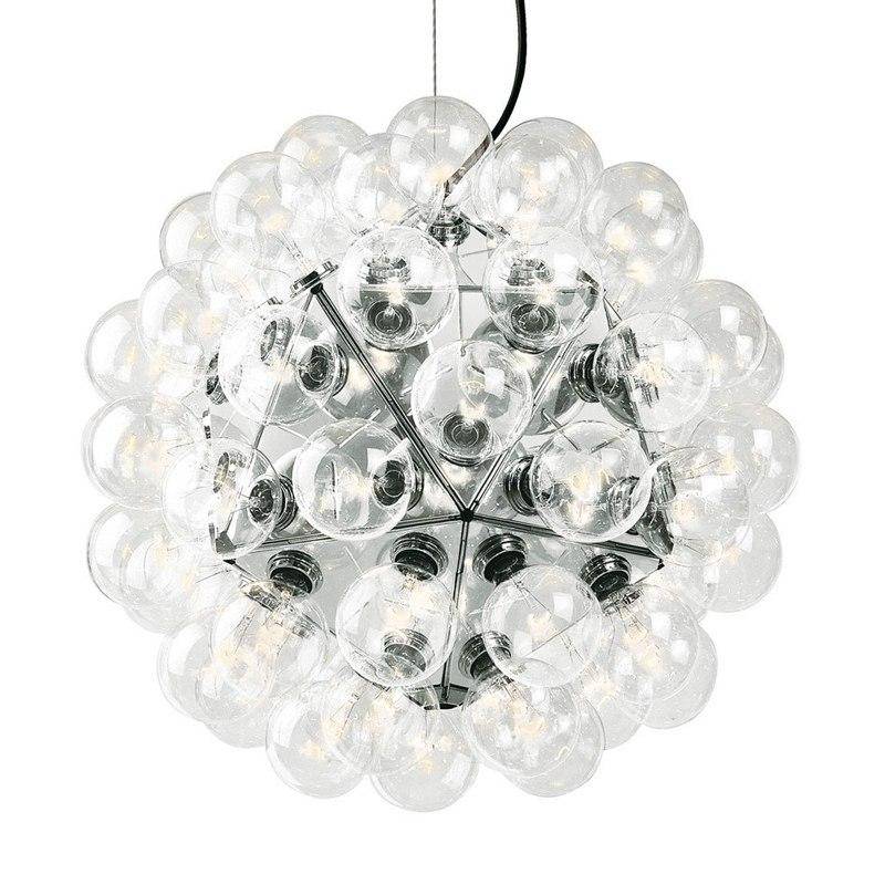 Chromed pendant light with Castiglioni lamps