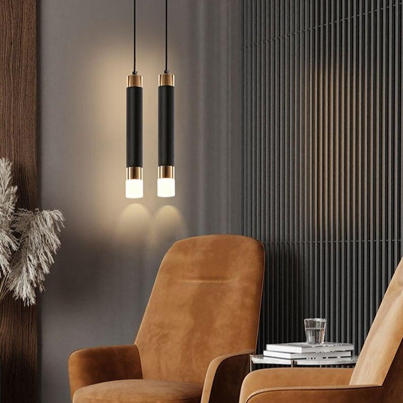 pendant light Luisa metal and glass cylindrical LED design
