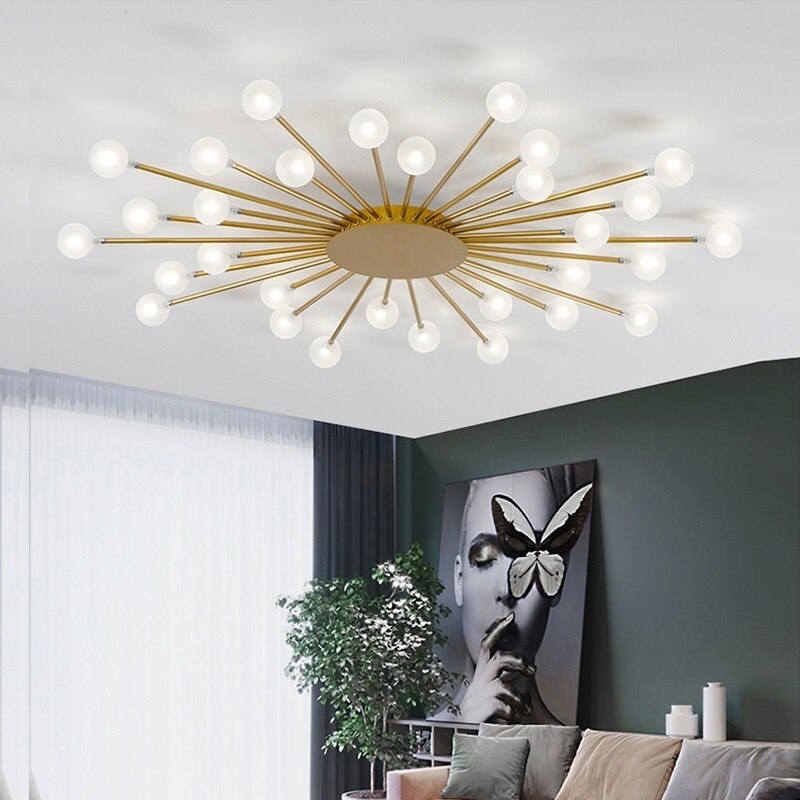 Plafonnier moderne LED en forme de soleil avec perles Janira