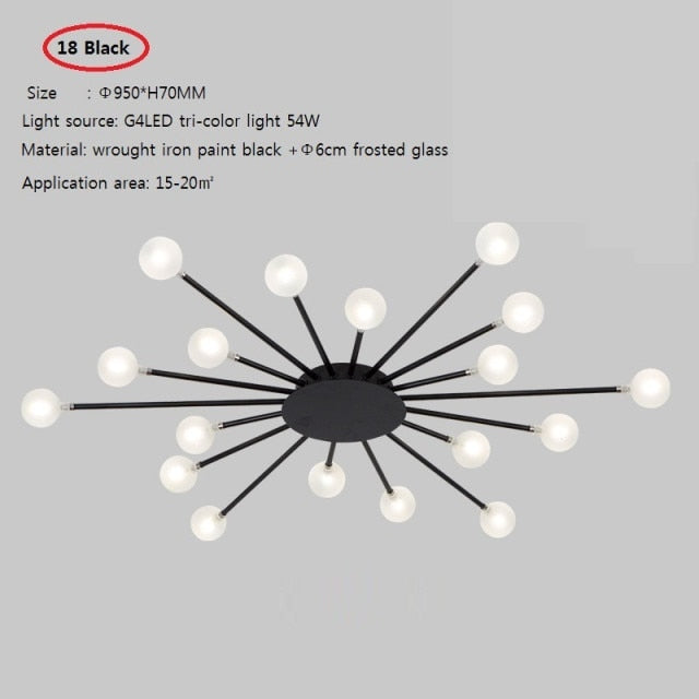 Moderna lámpara de techo LED en forma de sol con cuentas de Janira