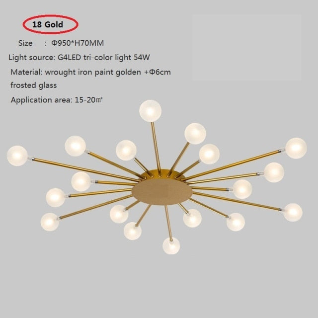 Moderna lámpara de techo LED en forma de sol con cuentas de Janira