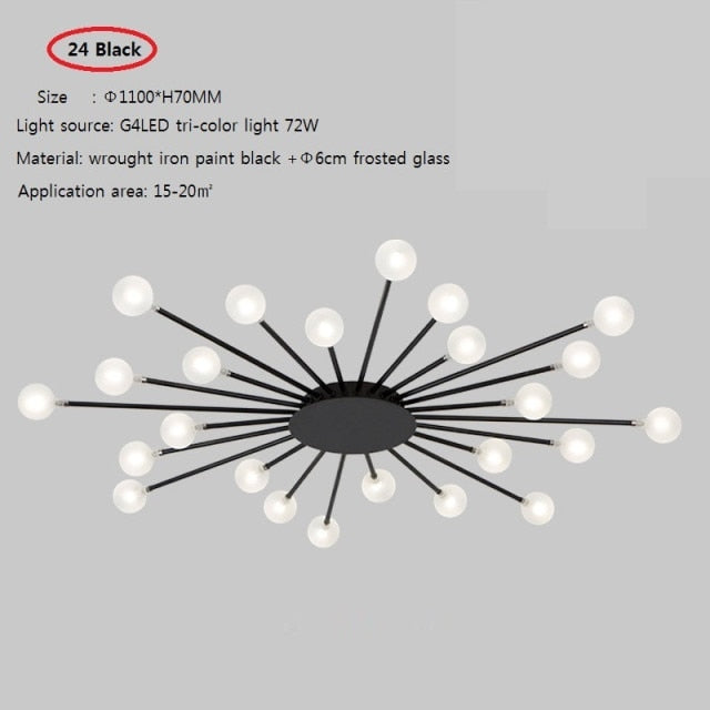 Moderna lámpara de techo LED en forma de sol con cuentas de Janira