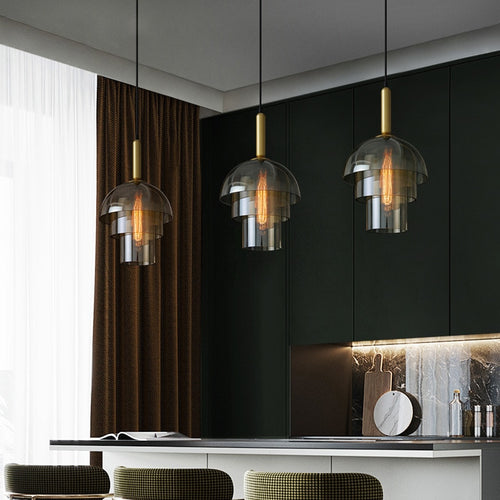 Suspension moderne LED plusieurs abat-jour arrondis Aymar - vue 5 sur 9