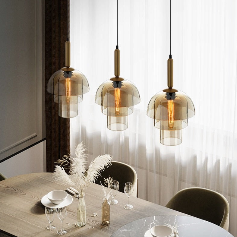 Suspension moderne LED plusieurs abat-jour arrondis Aymar - vue 5 sur 9