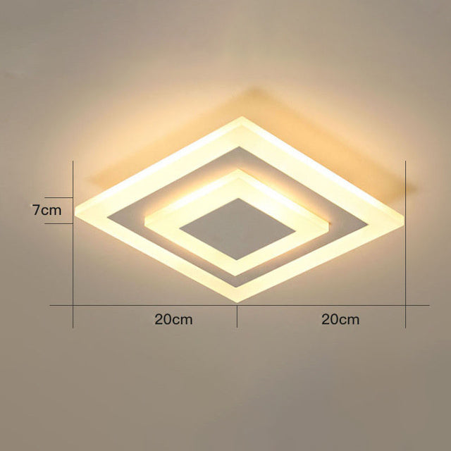 Plafonnier design LED en forme circulaire ou carré en métal Davis