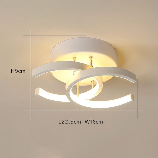 Modern LED ceiling lamp with 2 crossed Cs in metal Donatelo