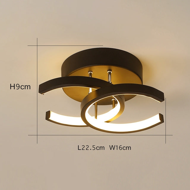 Lámpara de techo LED moderna con 2 Cs cruzadas en metal Donatelo
