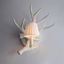 Applique murale rustique LED en bois blanc avec abat-jour vintage