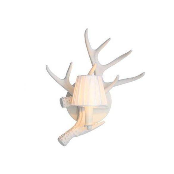 Applique murale rustique LED en bois blanc avec abat-jour vintage - vue 7 sur 7