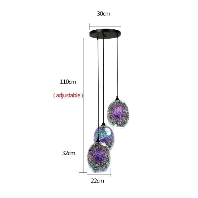 Lámpara de suspensión moderno vidrio multicolor 3D Kaili