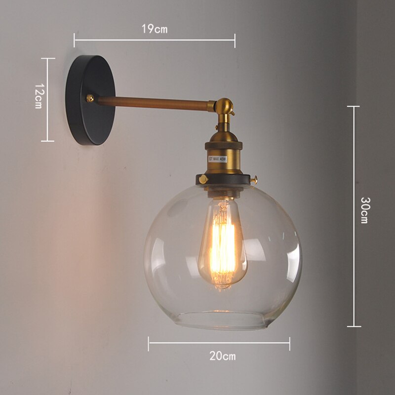 wall lamp design wall with glass ball and vintage gold metal