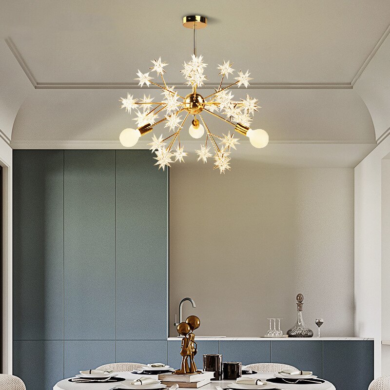 Lustre moderne métallique avec des étoiles étincelantes Tanit - vue 2 sur 7