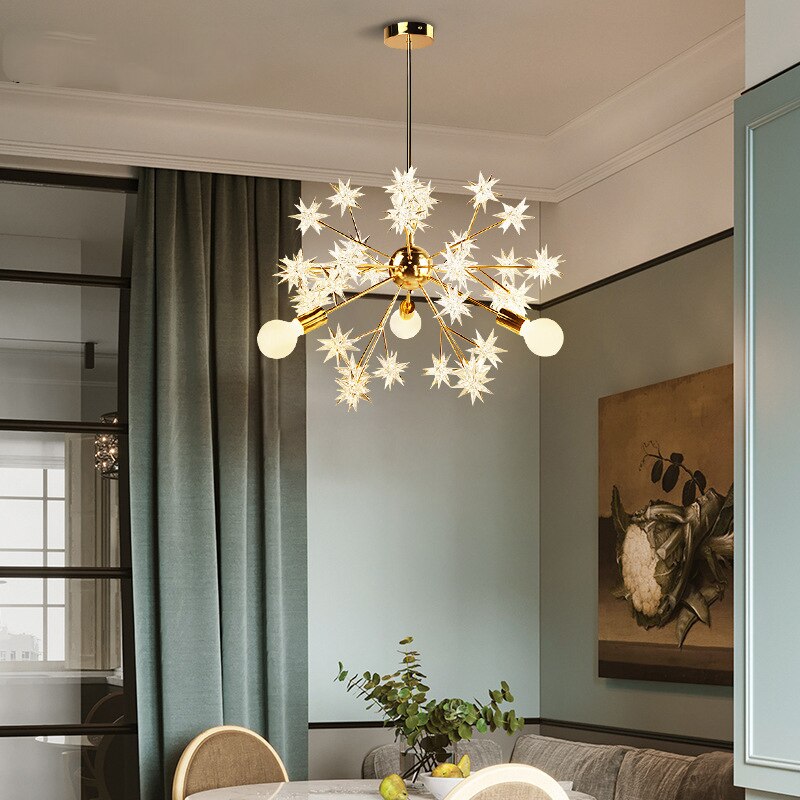 Modern metallic chandelier with sparkling stars Tanit