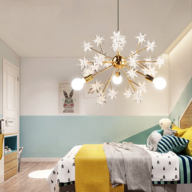 Lustre moderne métallique avec des étoiles étincelantes Tanit - vue 5 sur 7